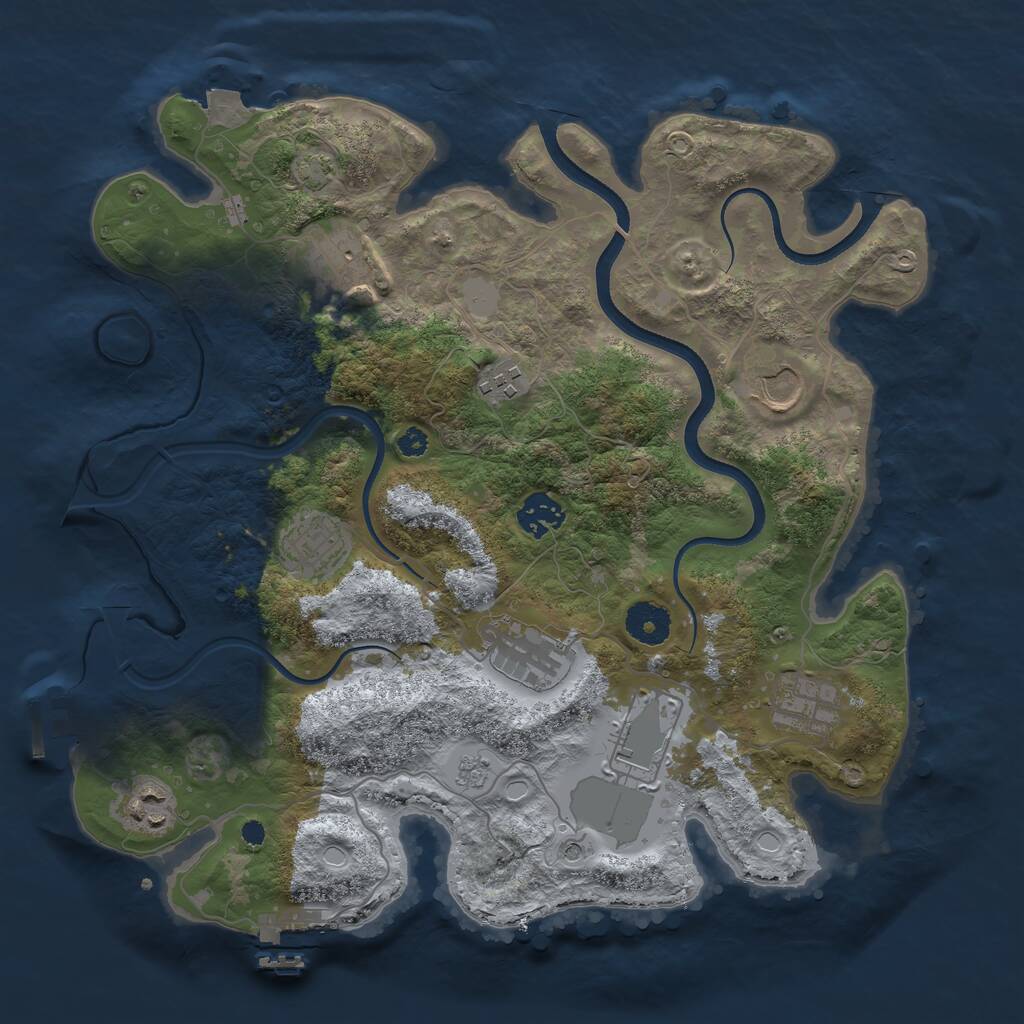 Rust Map: Procedural Map, Size: 3500, Seed: 326453135, 15 Monuments