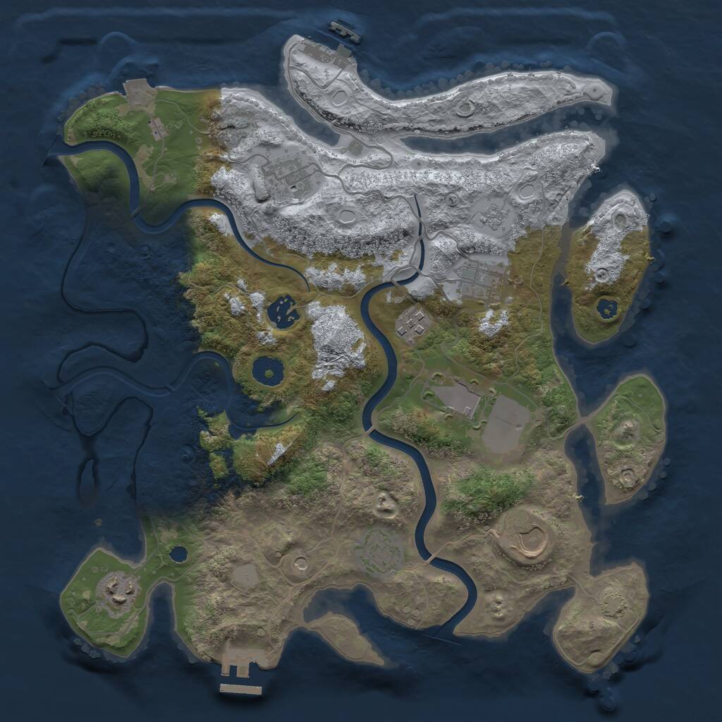 Rust Map: Procedural Map, Size: 3500, Seed: 344988131, 16 Monuments