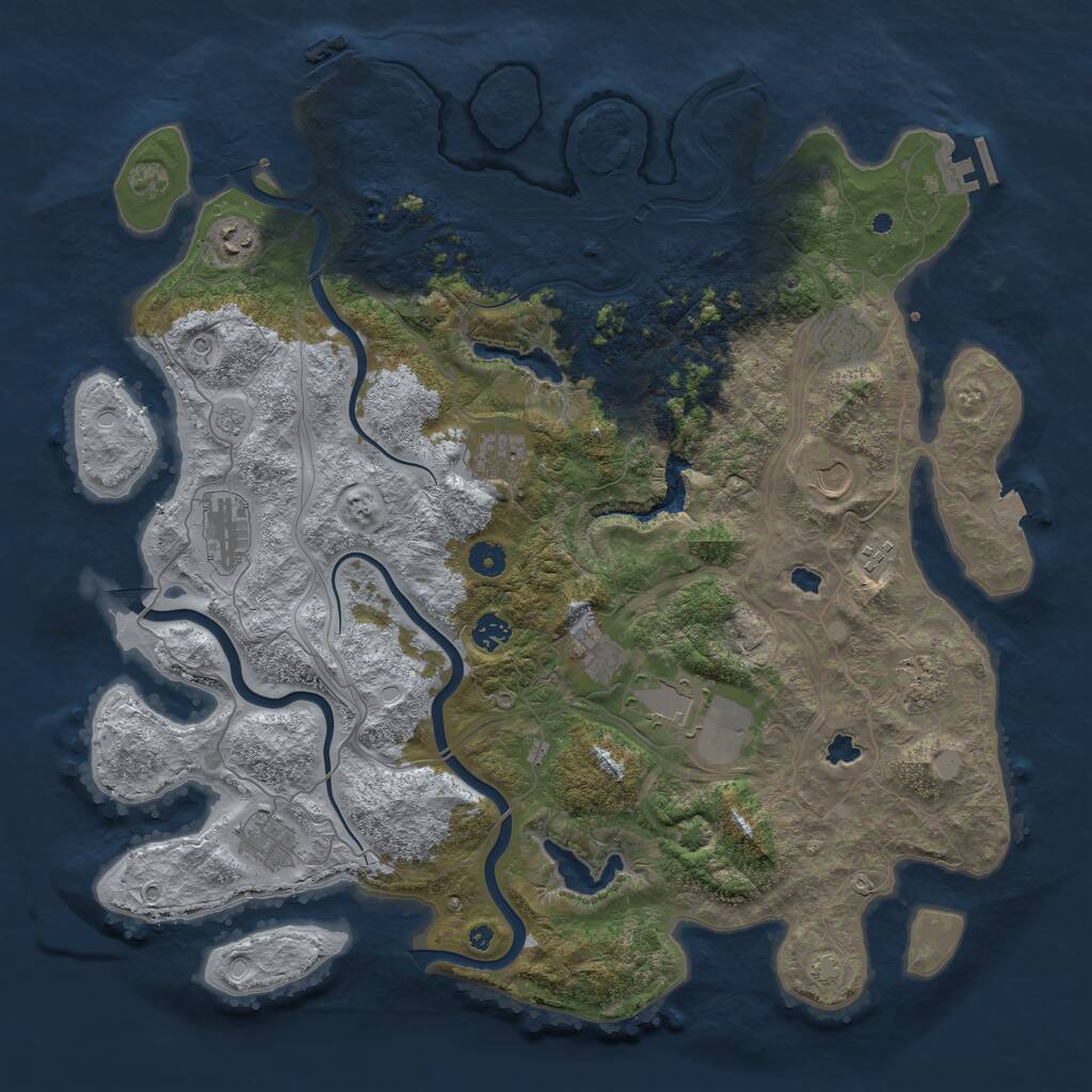 Rust Map: Procedural Map, Size: 4500, Seed: 78115141, 17 Monuments