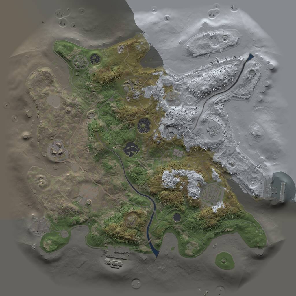 Rust Map: Procedural Map, Size: 3000, Seed: 2105222582, 11 Monuments