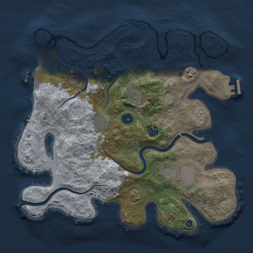 Rust Map: Procedural Map, Size: 3500, Seed: 291803225, 12 Monuments