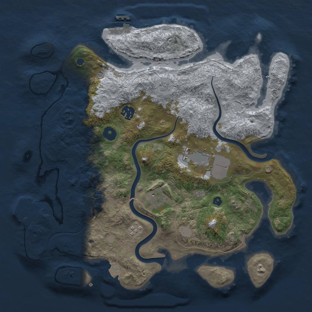 Rust Map: Procedural Map, Size: 3500, Seed: 4587, 10 Monuments