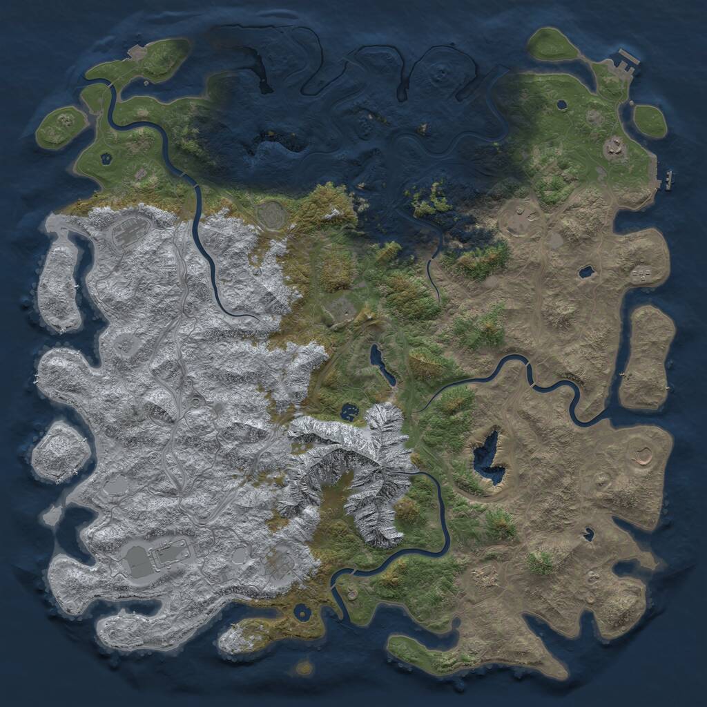 Rust Map: Procedural Map, Size: 6000, Seed: 398806459, 17 Monuments
