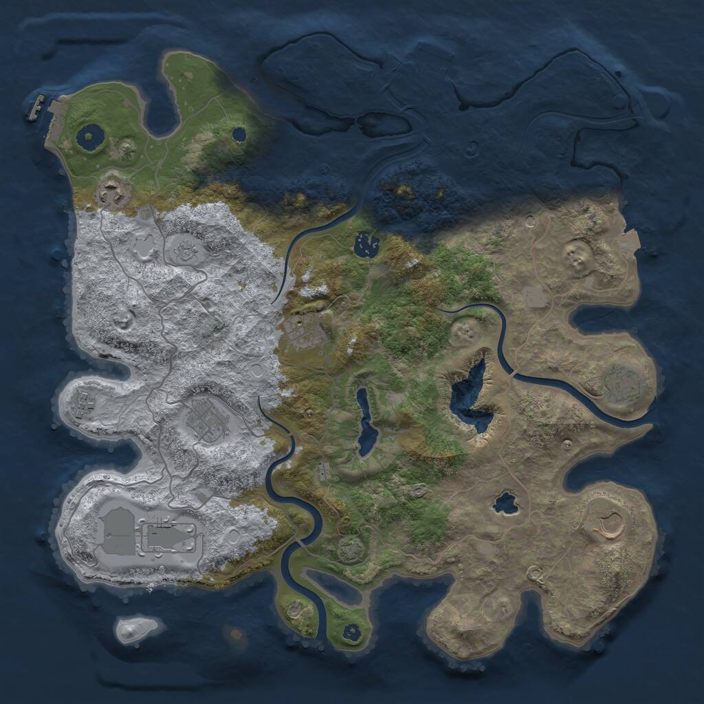 Rust Map: Procedural Map, Size: 4000, Seed: 1164842554, 14 Monuments