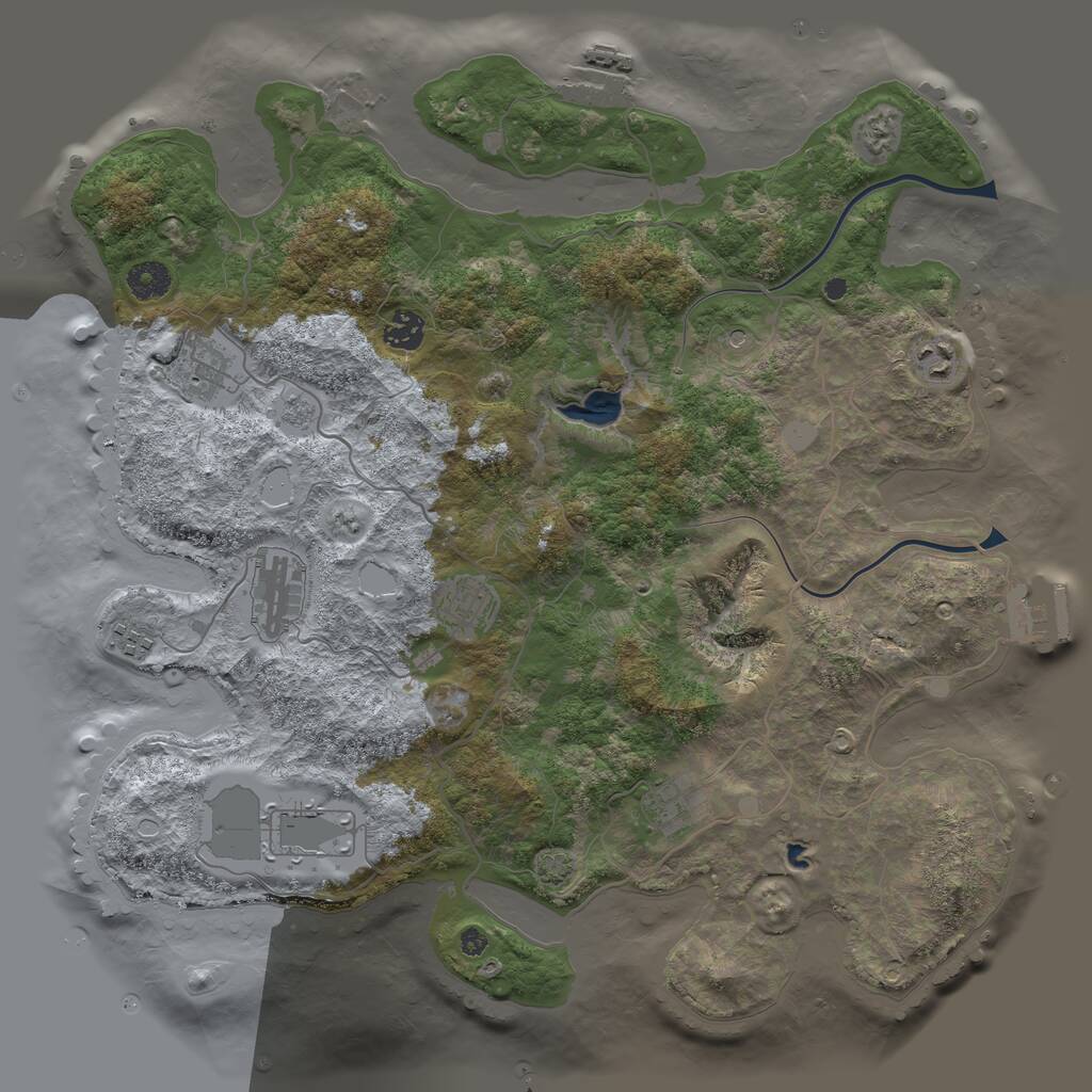 Rust Map: Procedural Map, Size: 4000, Seed: 1164842554, 14 Monuments