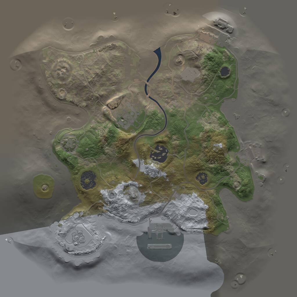 Rust Map: Procedural Map, Size: 2500, Seed: 323934873, 7 Monuments