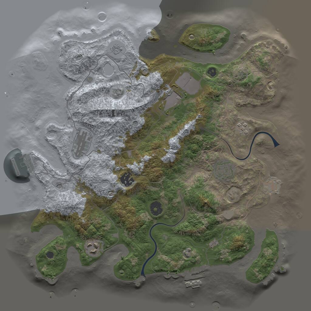 Rust Map: Procedural Map, Size: 3500, Seed: 1466576137, 12 Monuments