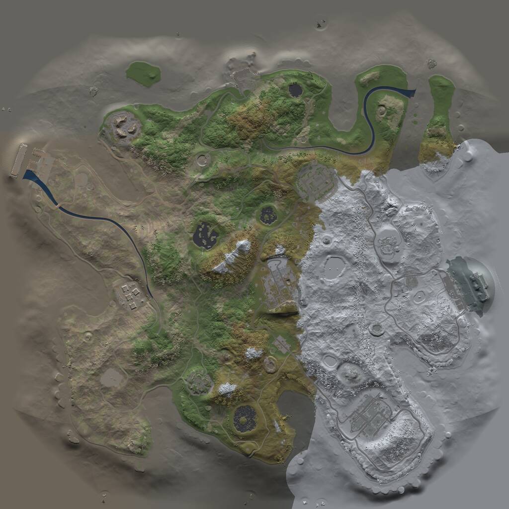 Rust Map: Procedural Map, Size: 3000, Seed: 654752, 12 Monuments