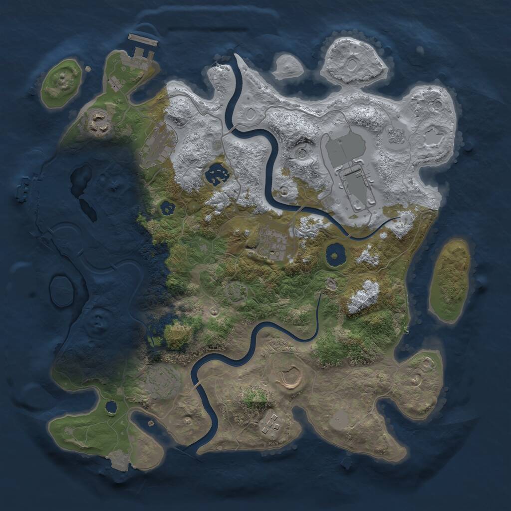 Rust Map: Procedural Map, Size: 3500, Seed: 1506741587, 14 Monuments