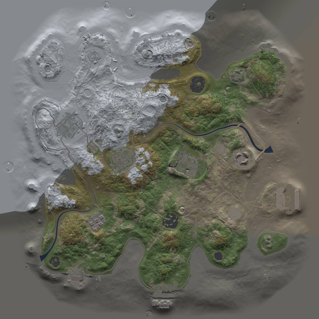 Rust Map: Procedural Map, Size: 3000, Seed: 909857549, 11 Monuments