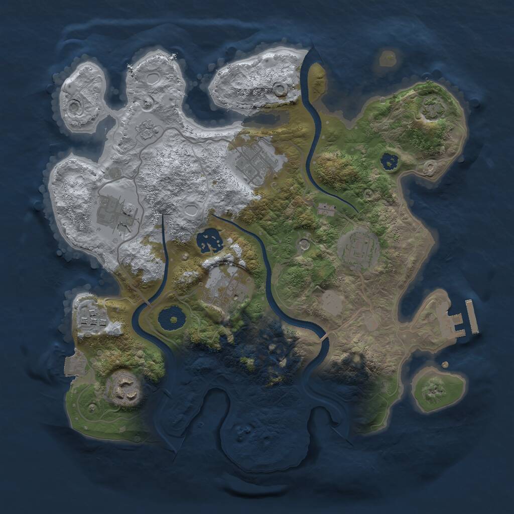 Rust Map: Procedural Map, Size: 3000, Seed: 909857549, 12 Monuments
