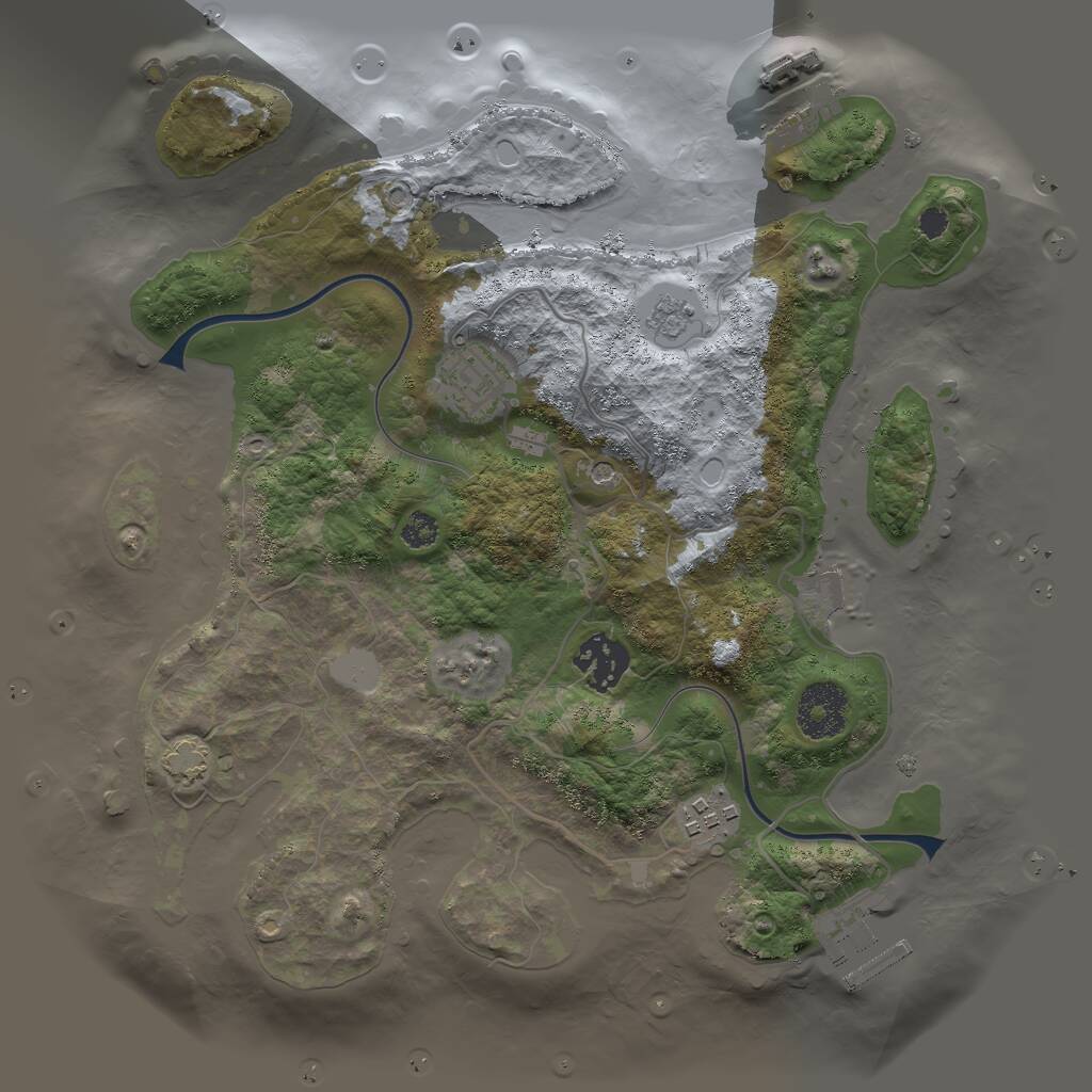 Rust Map: Procedural Map, Size: 3000, Seed: 1195606670, 9 Monuments