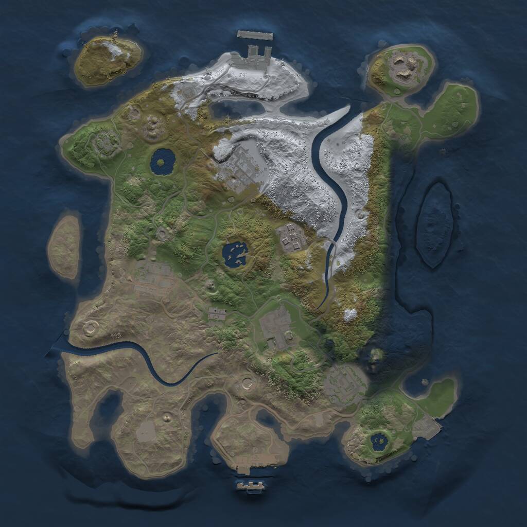 Rust Map: Procedural Map, Size: 3000, Seed: 1195606670, 12 Monuments