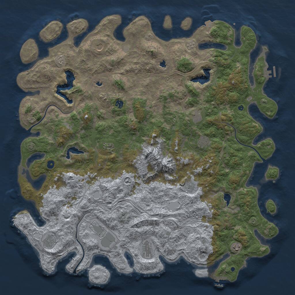 Rust Map: Procedural Map, Size: 5500, Seed: 722505871, 17 Monuments