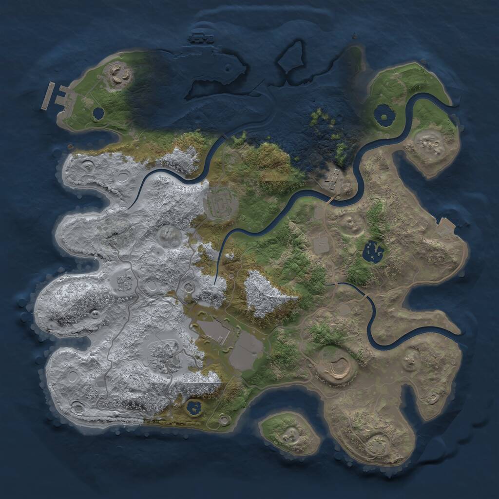 Rust Map: Procedural Map, Size: 3500, Seed: 595079165, 13 Monuments