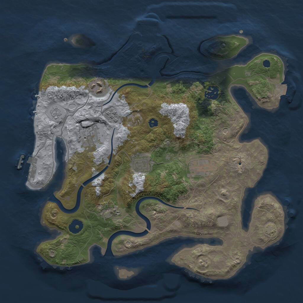 Rust Map: Procedural Map, Size: 3250, Seed: 694201572, 13 Monuments