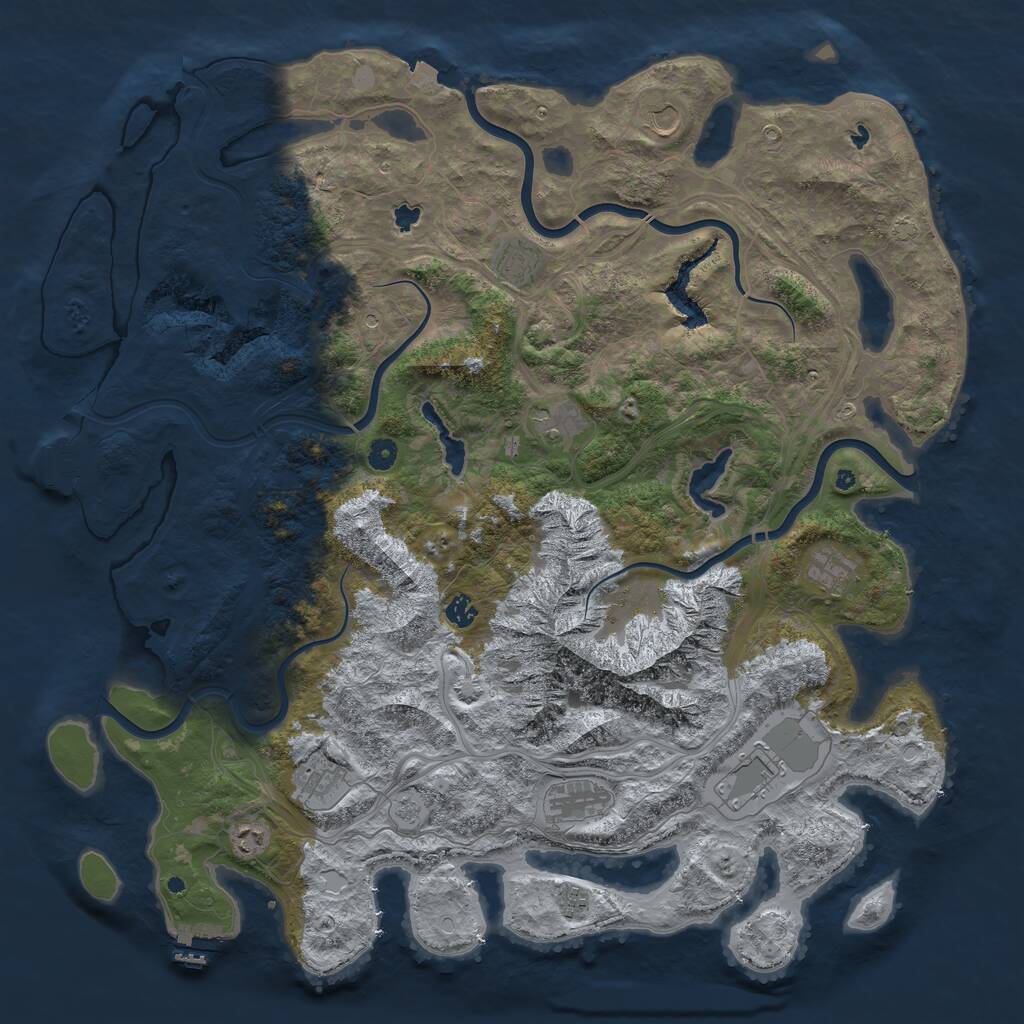 Rust Map: Procedural Map, Size: 5000, Seed: 438274382, 16 Monuments