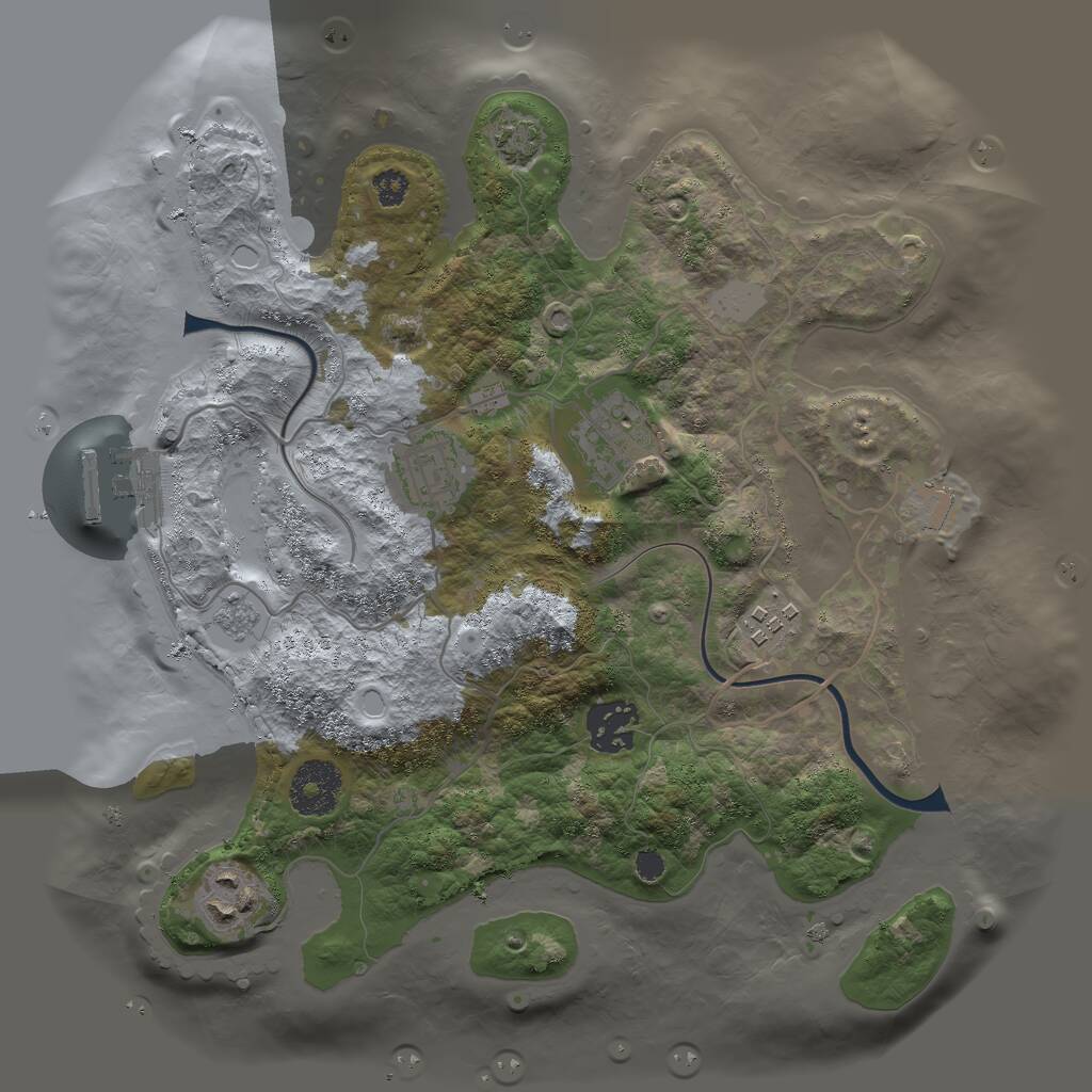 Rust Map: Procedural Map, Size: 3000, Seed: 939621307, 9 Monuments