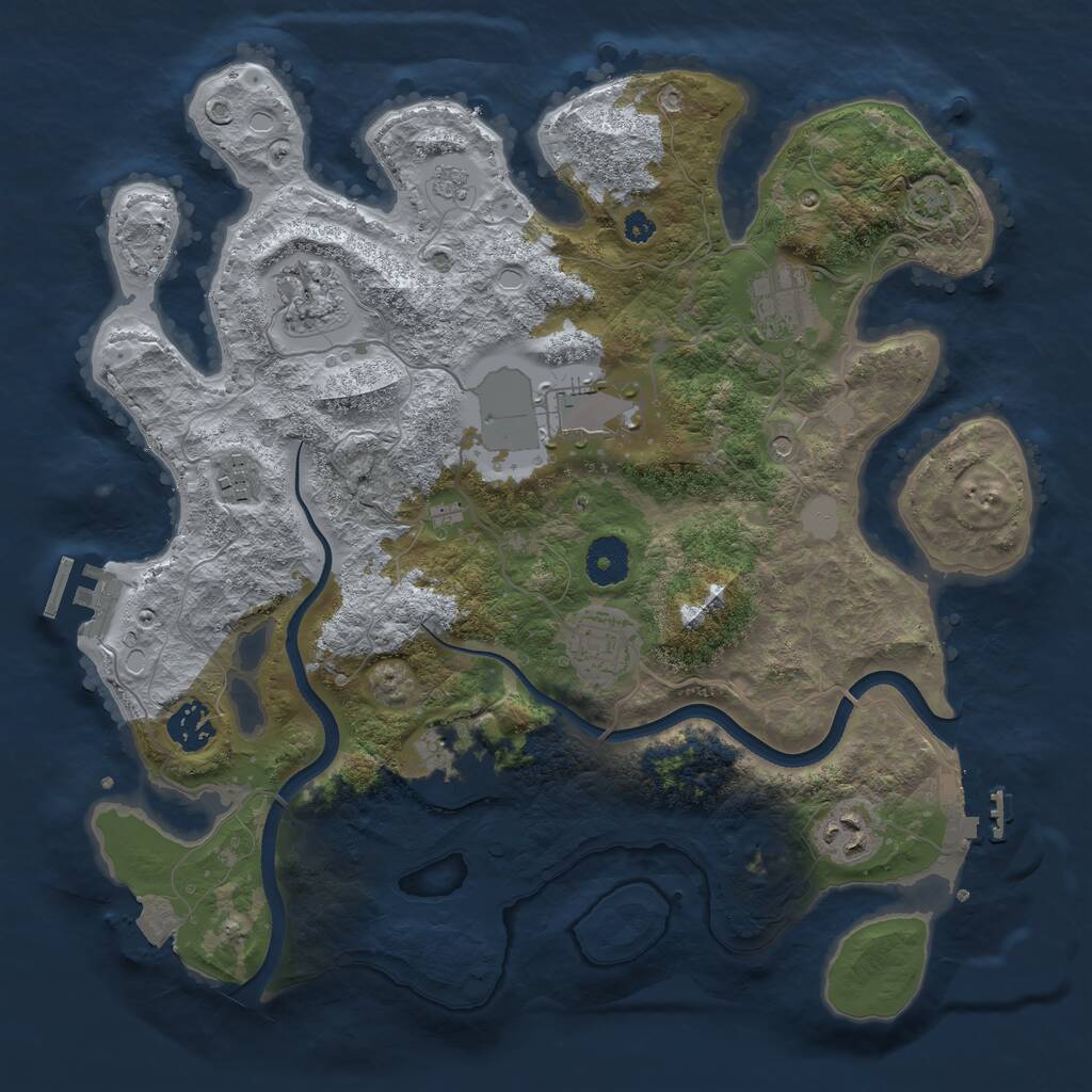 Rust Map: Procedural Map, Size: 3500, Seed: 645353916, 14 Monuments
