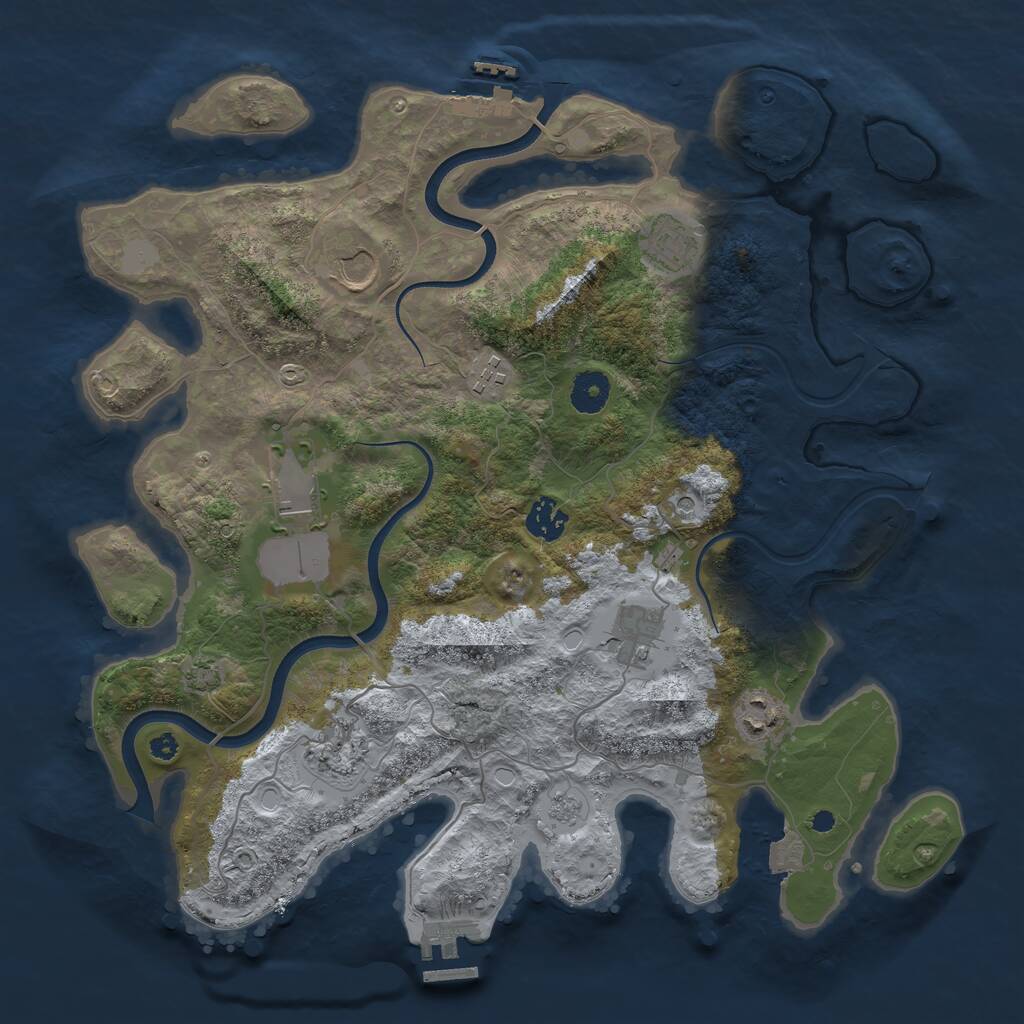 Rust Map: Procedural Map, Size: 3750, Seed: 18014, 14 Monuments
