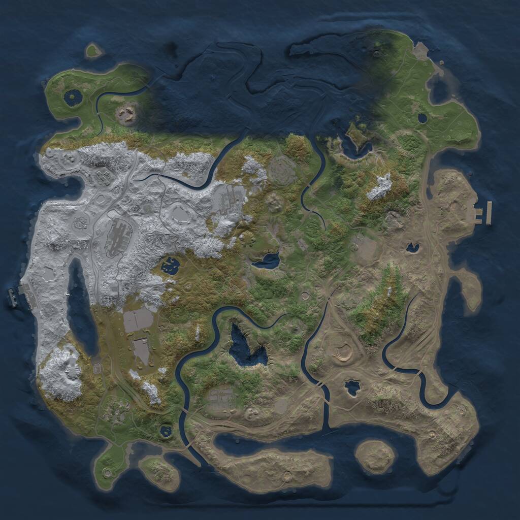 Rust Map: Procedural Map, Size: 4500, Seed: 1296549121, 17 Monuments