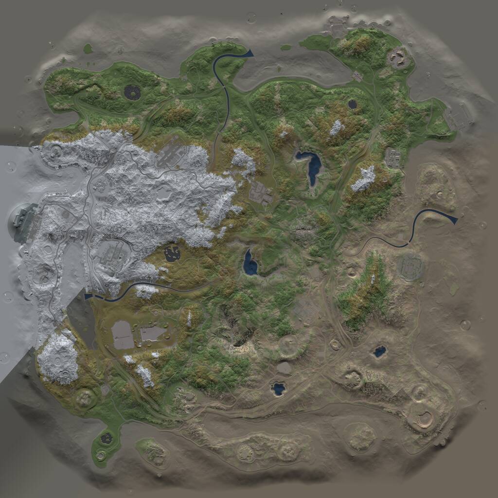 Rust Map: Procedural Map, Size: 4500, Seed: 1296549121, 17 Monuments