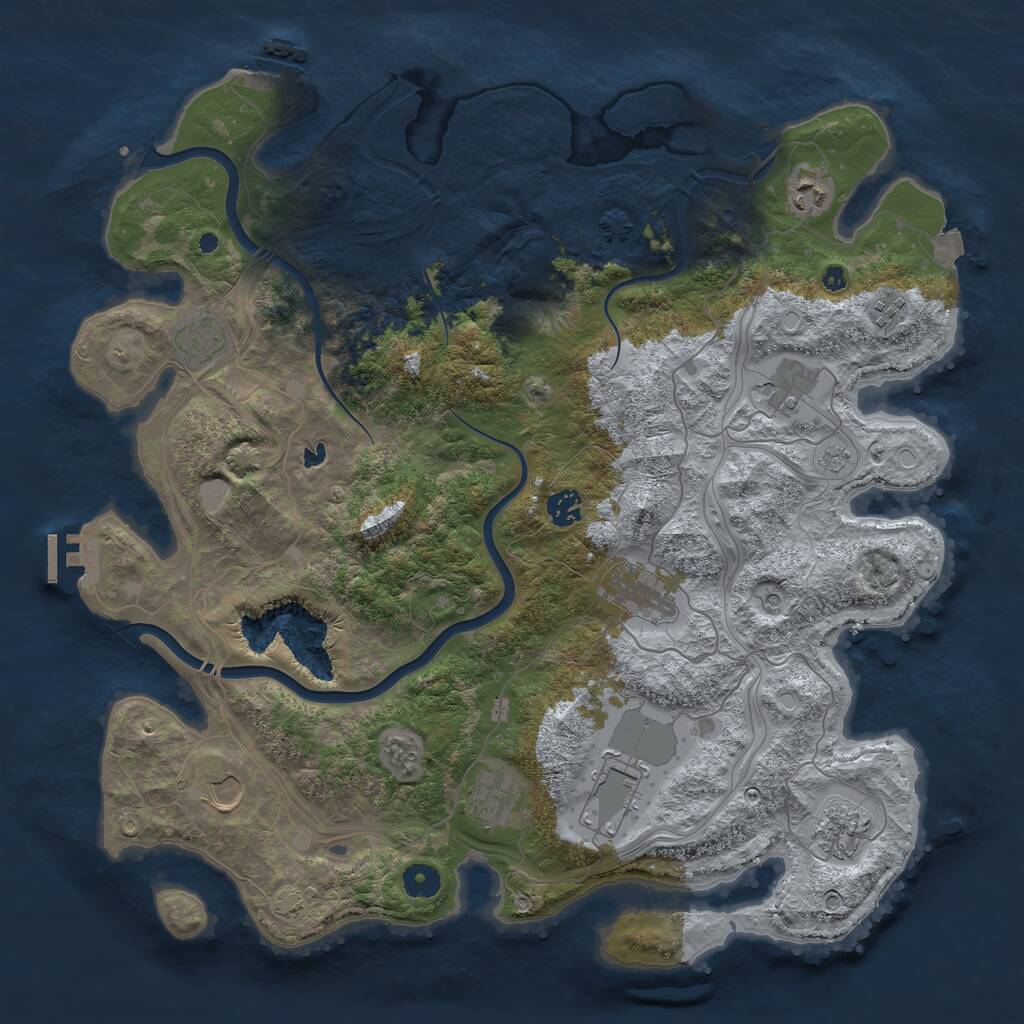 Rust Map: Procedural Map, Size: 4250, Seed: 849343267, 16 Monuments