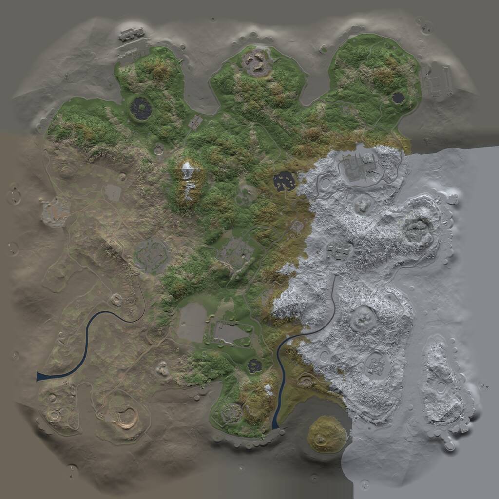 Rust Map: Procedural Map, Size: 3500, Seed: 1078361357, 14 Monuments