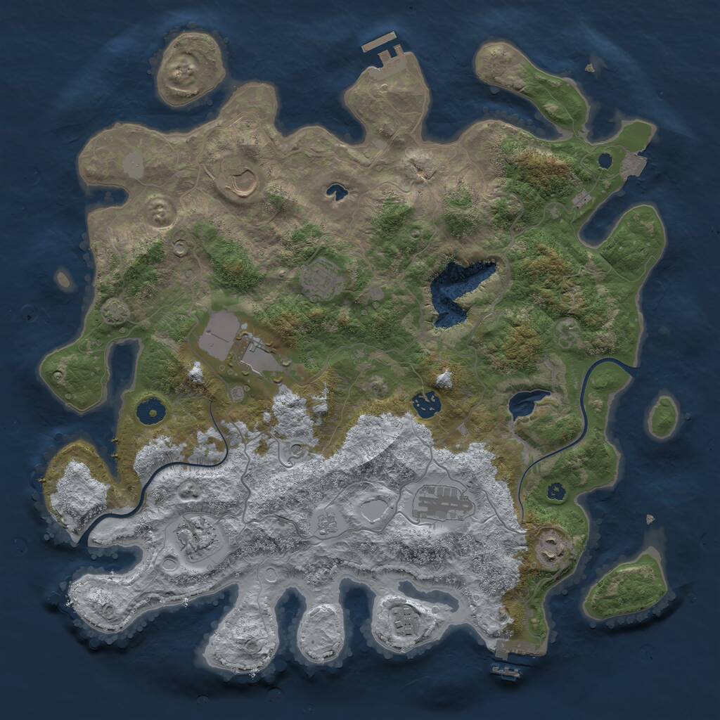 Rust Map: Procedural Map, Size: 4000, Seed: 2061857850, 14 Monuments