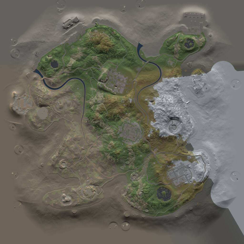 Rust Map: Procedural Map, Size: 2500, Seed: 853645228, 8 Monuments