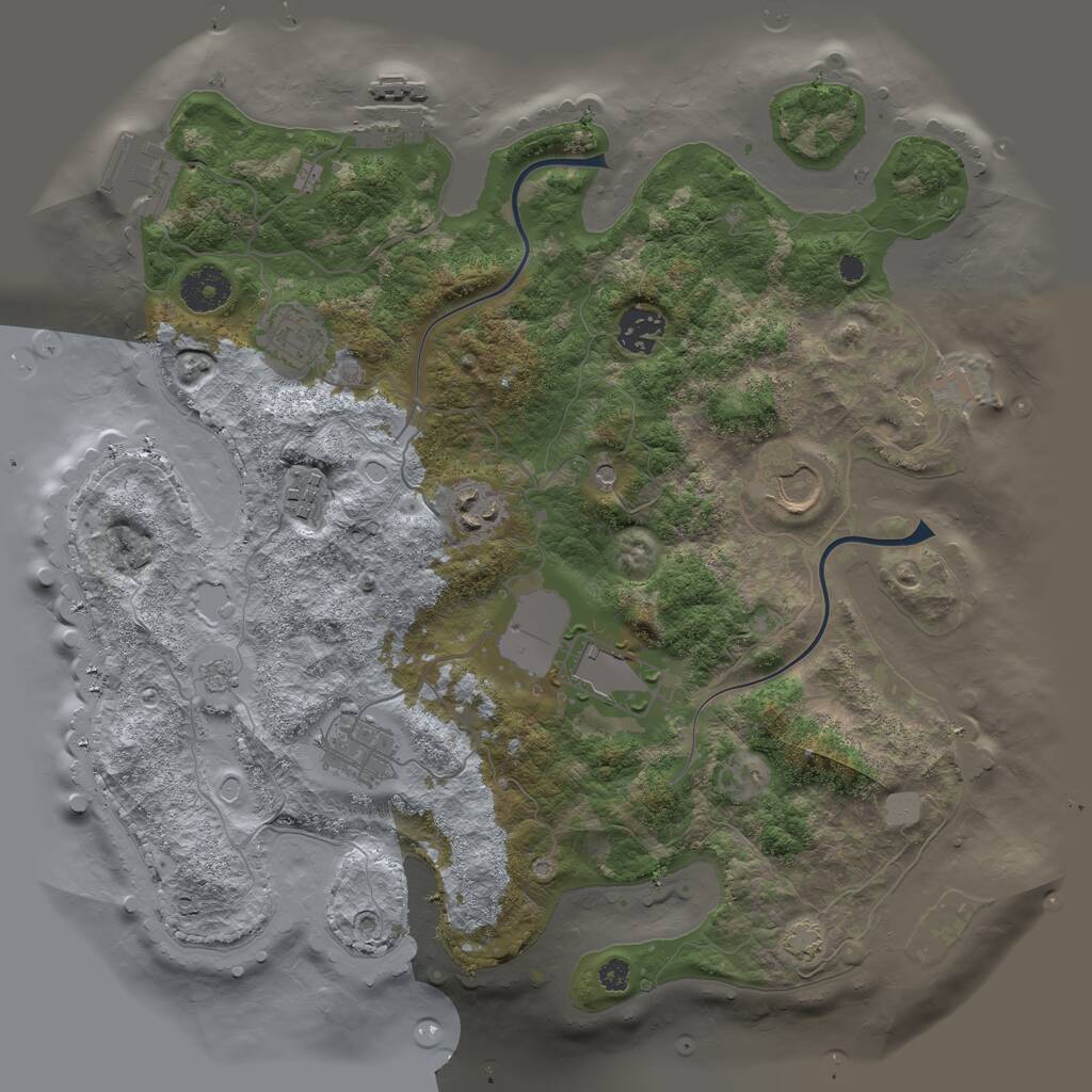 Rust Map: Procedural Map, Size: 3500, Seed: 434994333, 13 Monuments