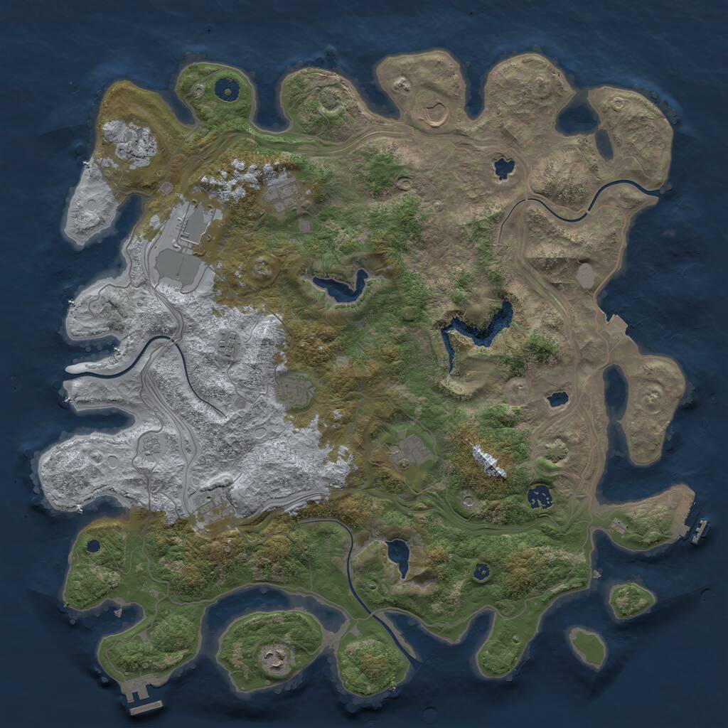 Rust Map: Procedural Map, Size: 4500, Seed: 890419555, 16 Monuments