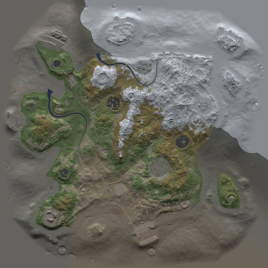 Rust Map: Procedural Map, Size: 3000, Seed: 728240336, 9 Monuments