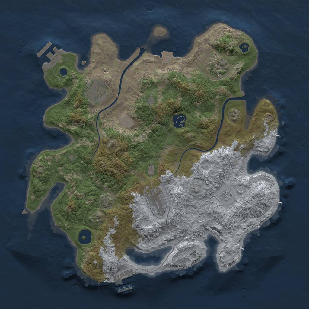Rust Map: Procedural Map, Size: 3250, Seed: 13, 9 Monuments