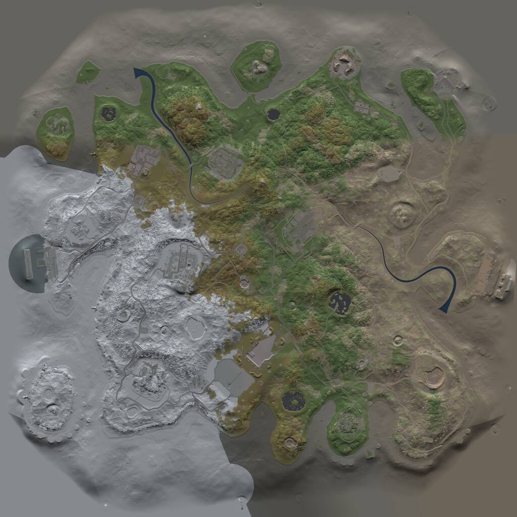 Rust Map: Procedural Map, Size: 3500, Seed: 100998335, 15 Monuments