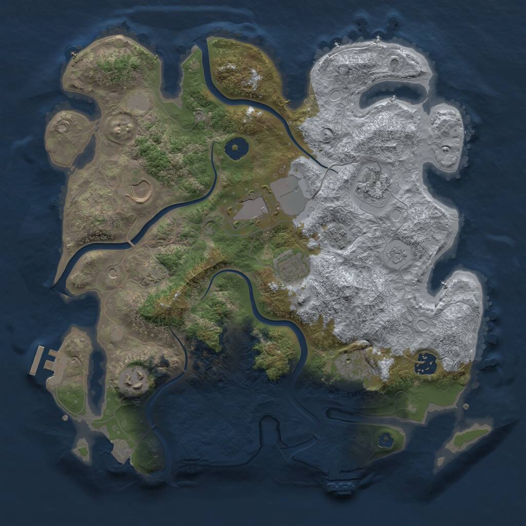 Rust Map: Procedural Map, Size: 3500, Seed: 975959734, 14 Monuments