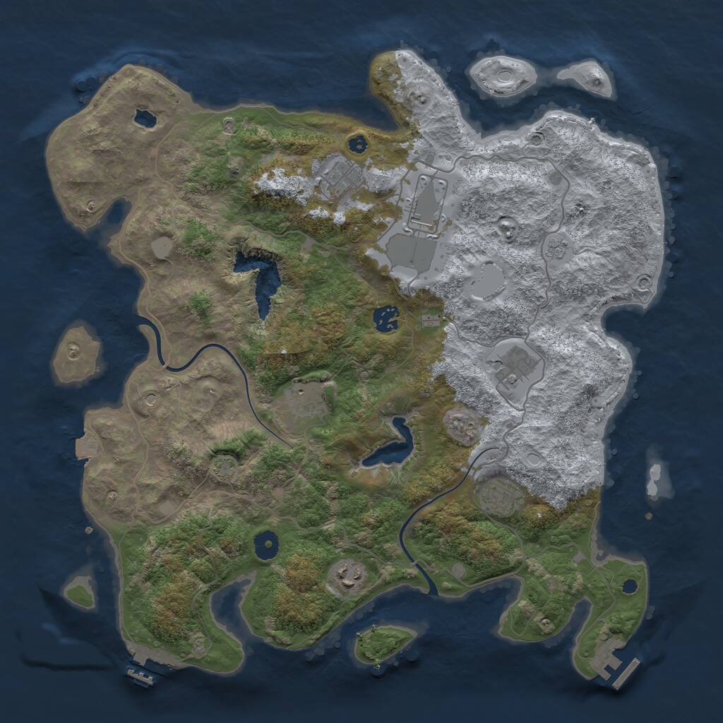 Rust Map: Procedural Map, Size: 4000, Seed: 692682214, 13 Monuments