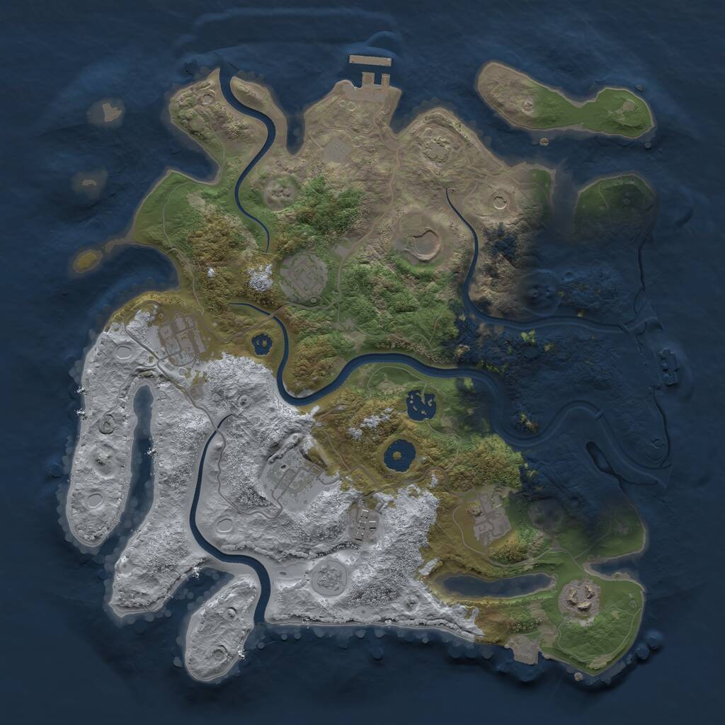 Rust Map: Procedural Map, Size: 3500, Seed: 864532706, 14 Monuments