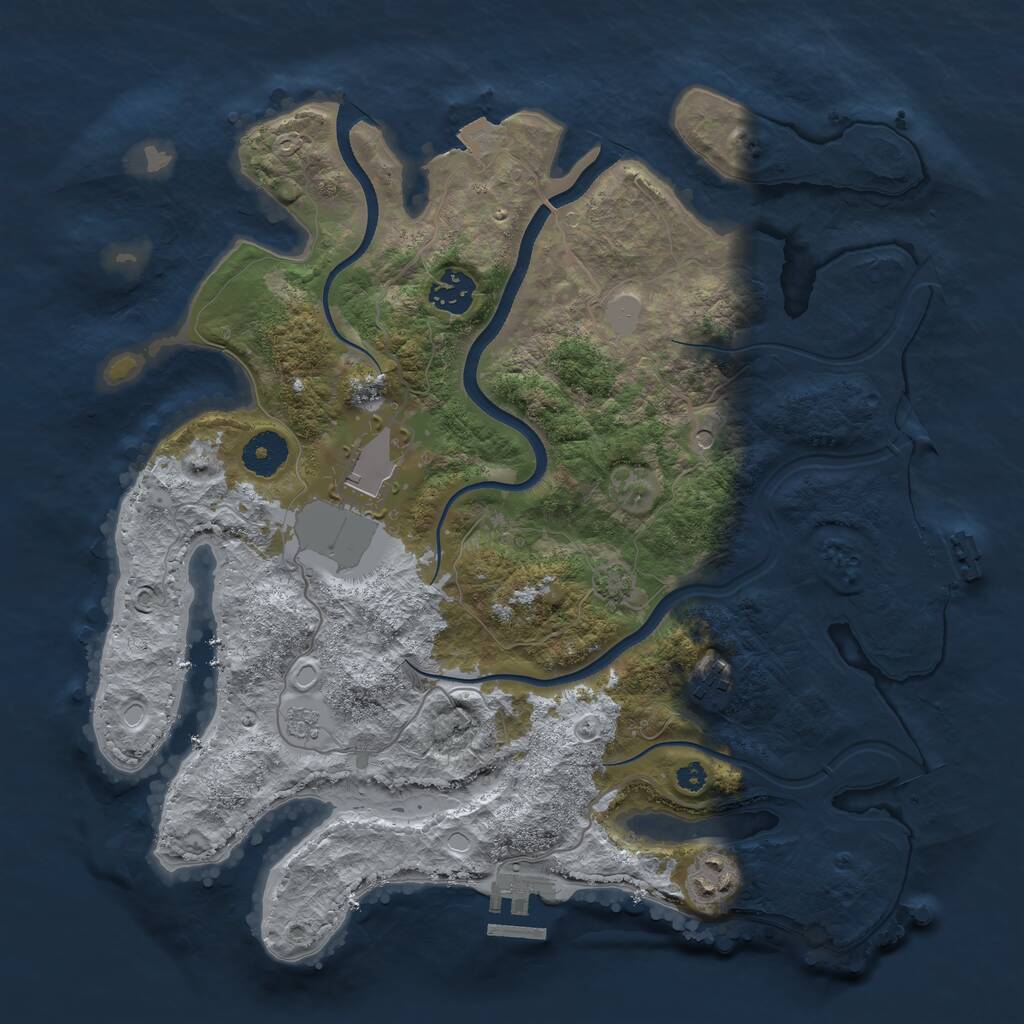Rust Map: Procedural Map, Size: 3500, Seed: 864532706, 10 Monuments