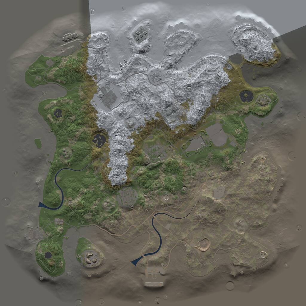 Rust Map: Procedural Map, Size: 3500, Seed: 516844686, 14 Monuments