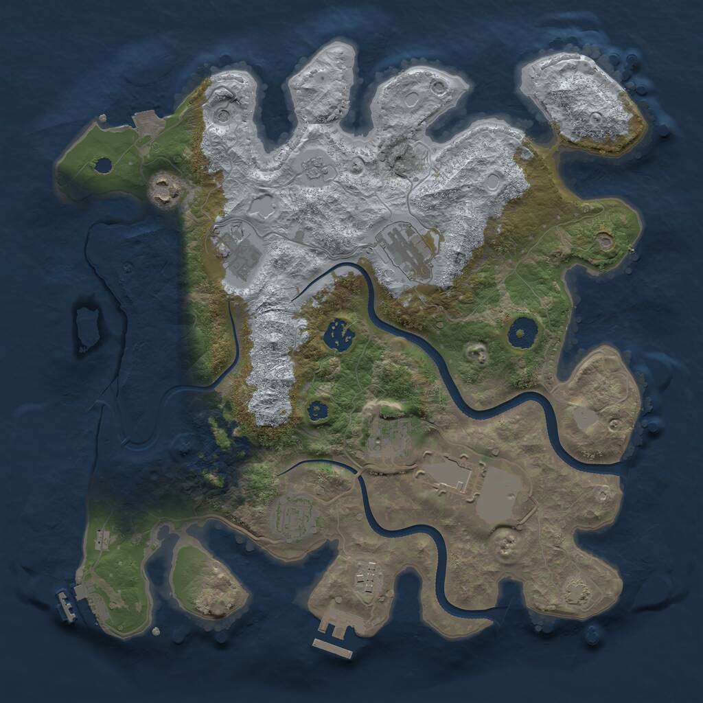 Rust Map: Procedural Map, Size: 3500, Seed: 516844686, 14 Monuments