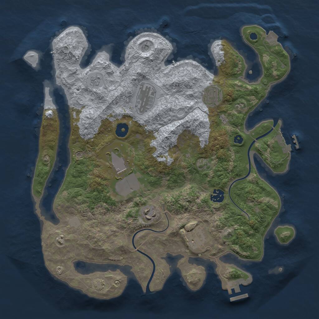 Rust Map: Procedural Map, Size: 3500, Seed: 1960364517, 12 Monuments