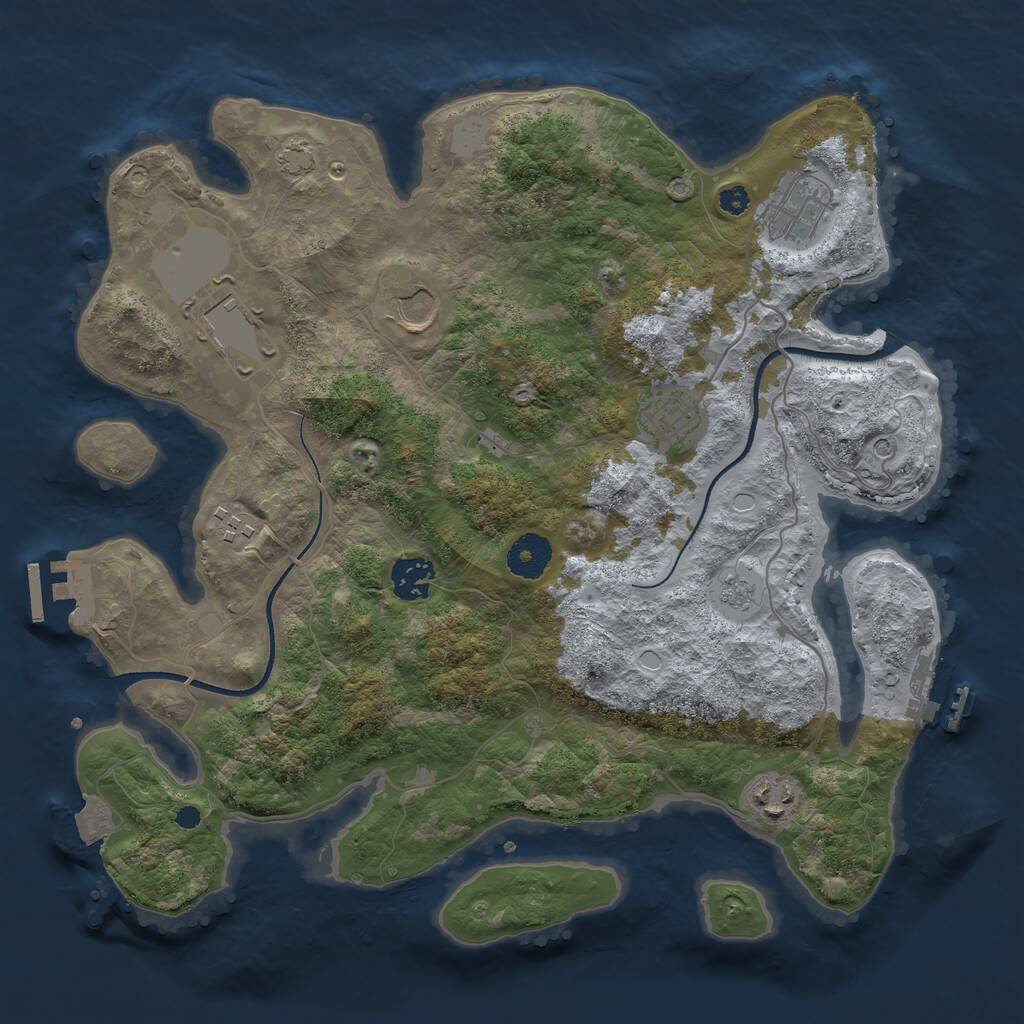 Rust Map: Procedural Map, Size: 3500, Seed: 884944470, 13 Monuments