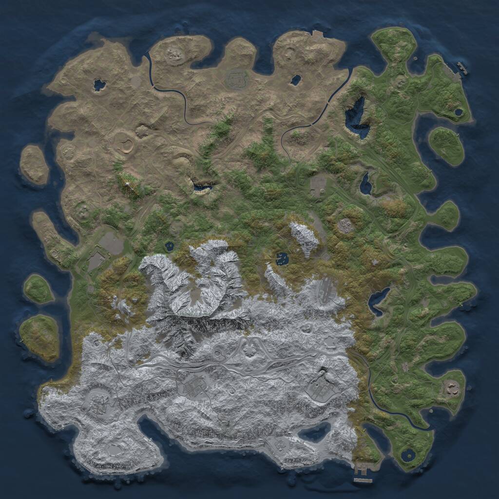 Rust Map: Procedural Map, Size: 5500, Seed: 1008203771, 17 Monuments