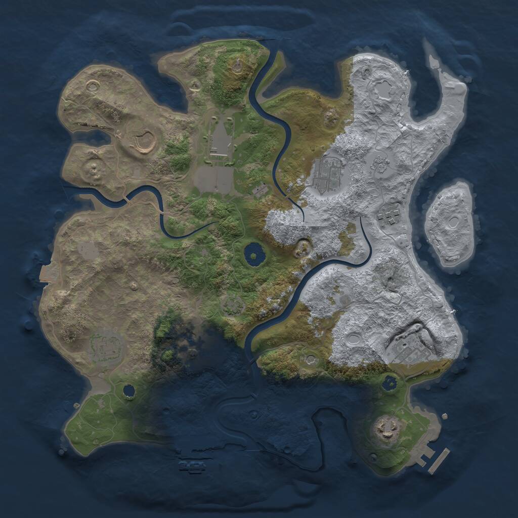 Rust Map: Procedural Map, Size: 3500, Seed: 79083730, 14 Monuments