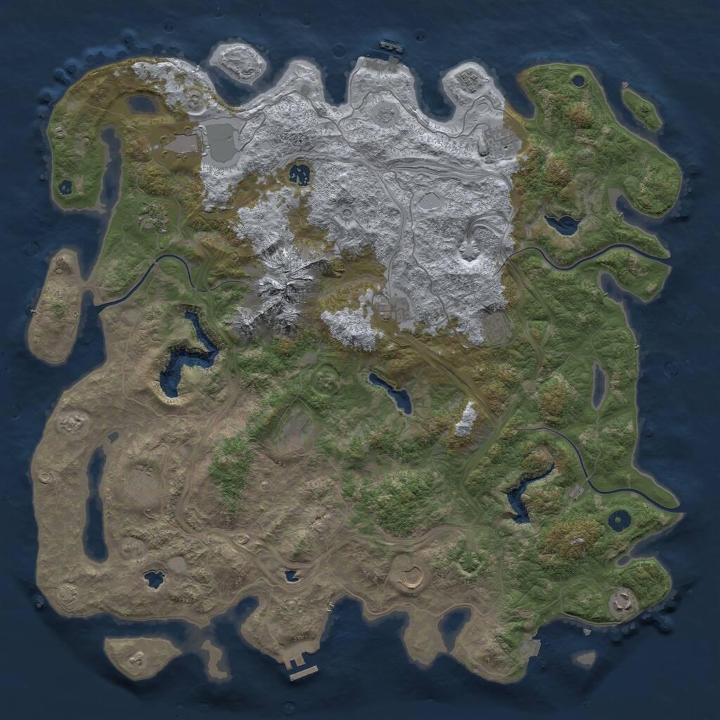 Rust Map: Procedural Map, Size: 5000, Seed: 958429876, 17 Monuments