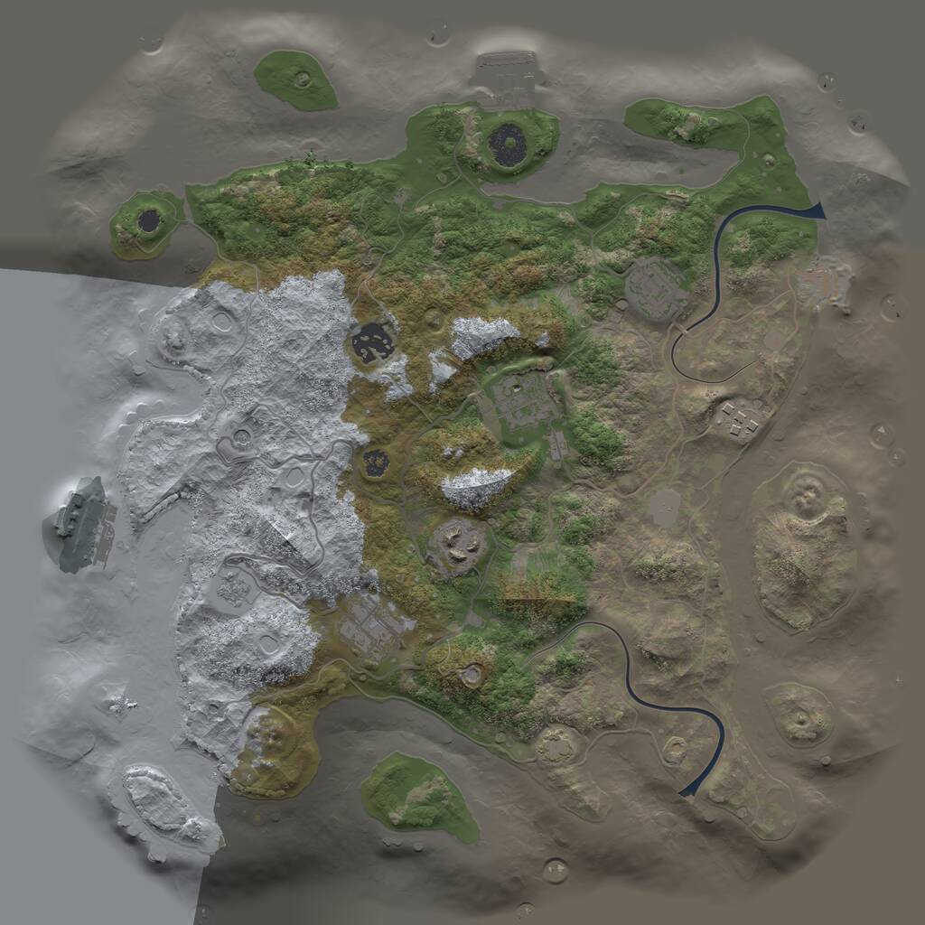 Rust Map: Procedural Map, Size: 3496, Seed: 1300943081, 12 Monuments