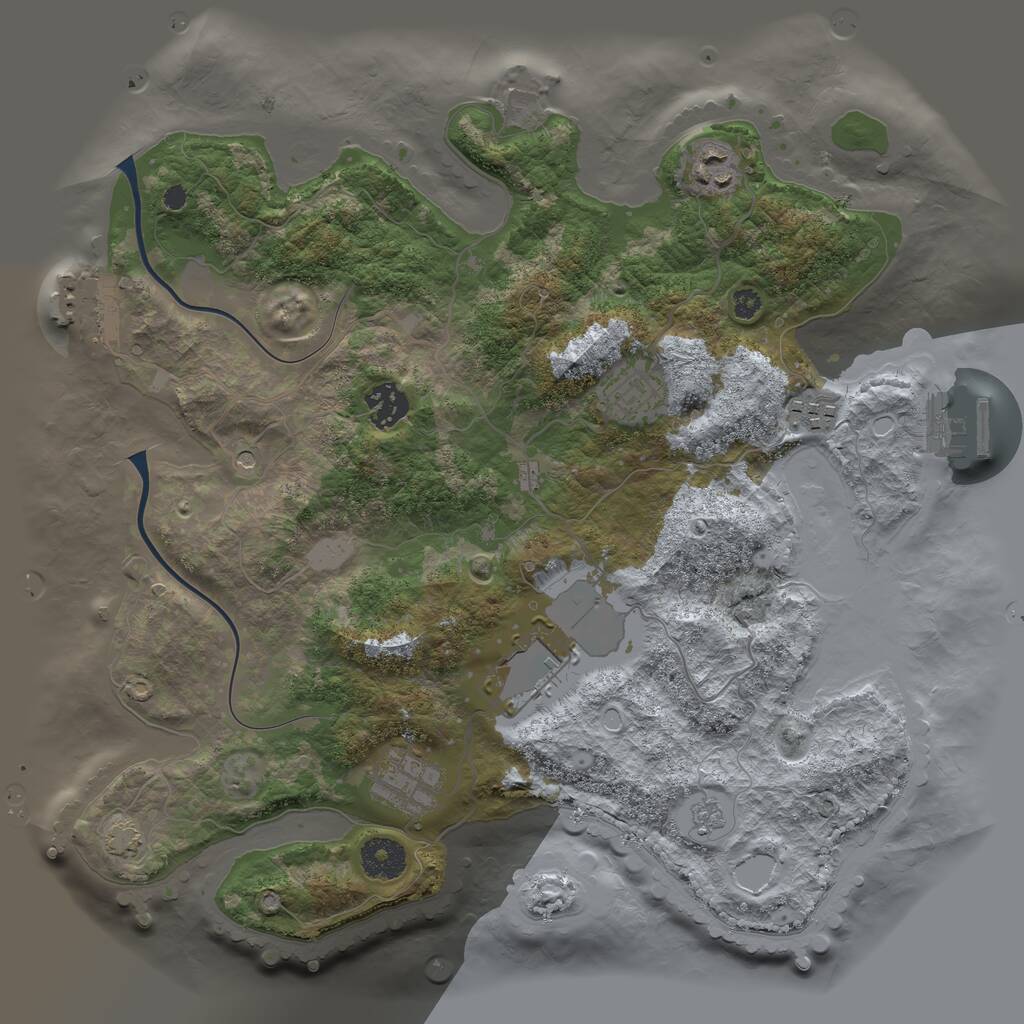 Rust Map: Procedural Map, Size: 3500, Seed: 32523667, 12 Monuments