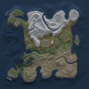 Thumbnail Rust Map: Procedural Map, Size: 3165, Seed: 1, 11 Monuments