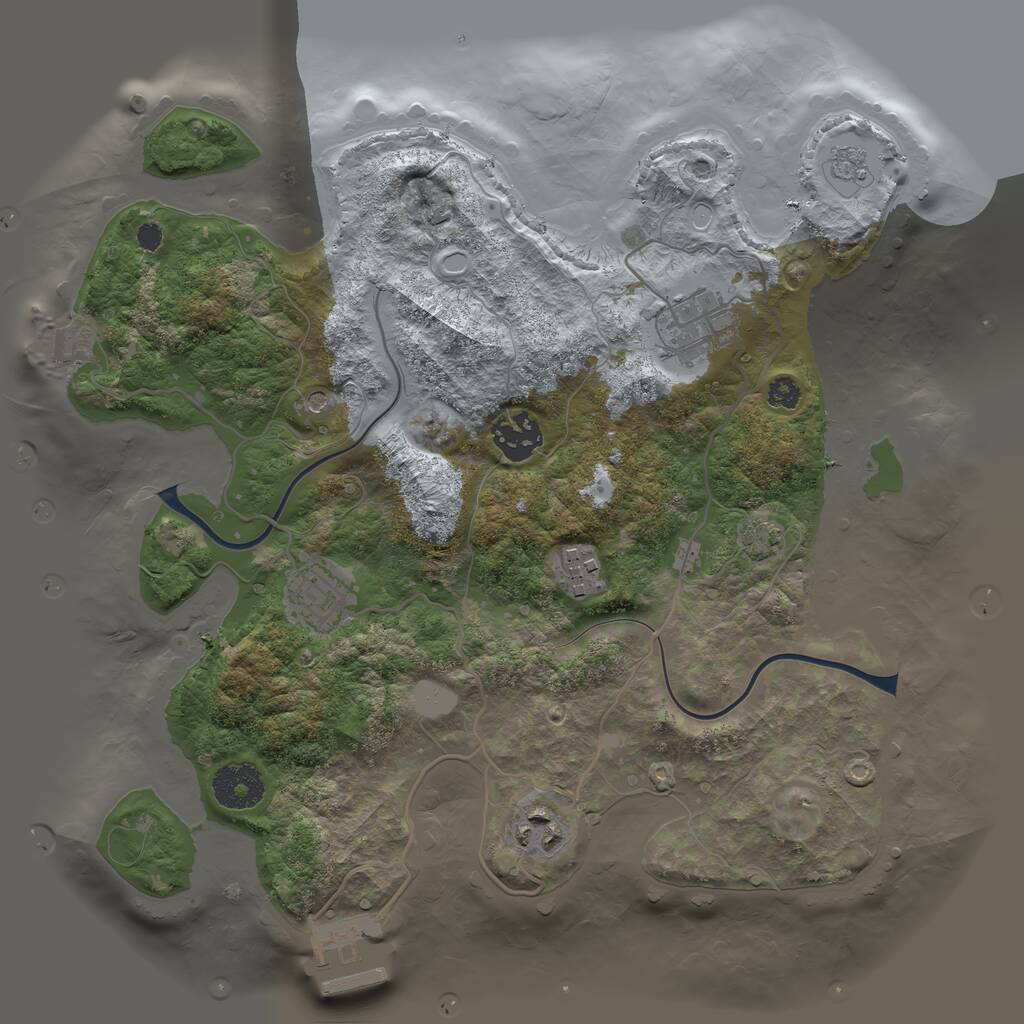 Rust Map: Procedural Map, Size: 3165, Seed: 1, 10 Monuments